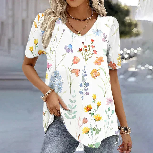 Women's Striped V-Neck T-Shirt