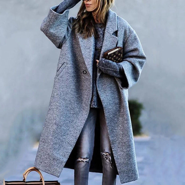 Long Trench Coat with Relaxed Silhouette for Women