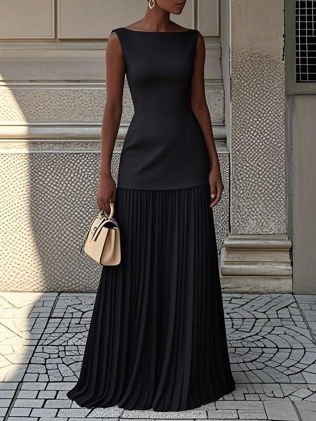 Women's Pleated Sleeveless Maxi Dress
