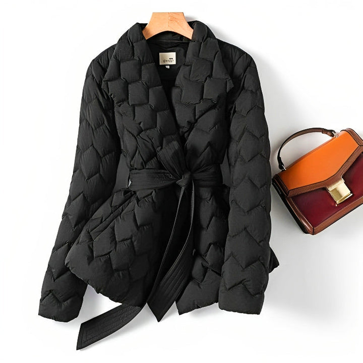Long Puffer Coat with Quilted Design for Women