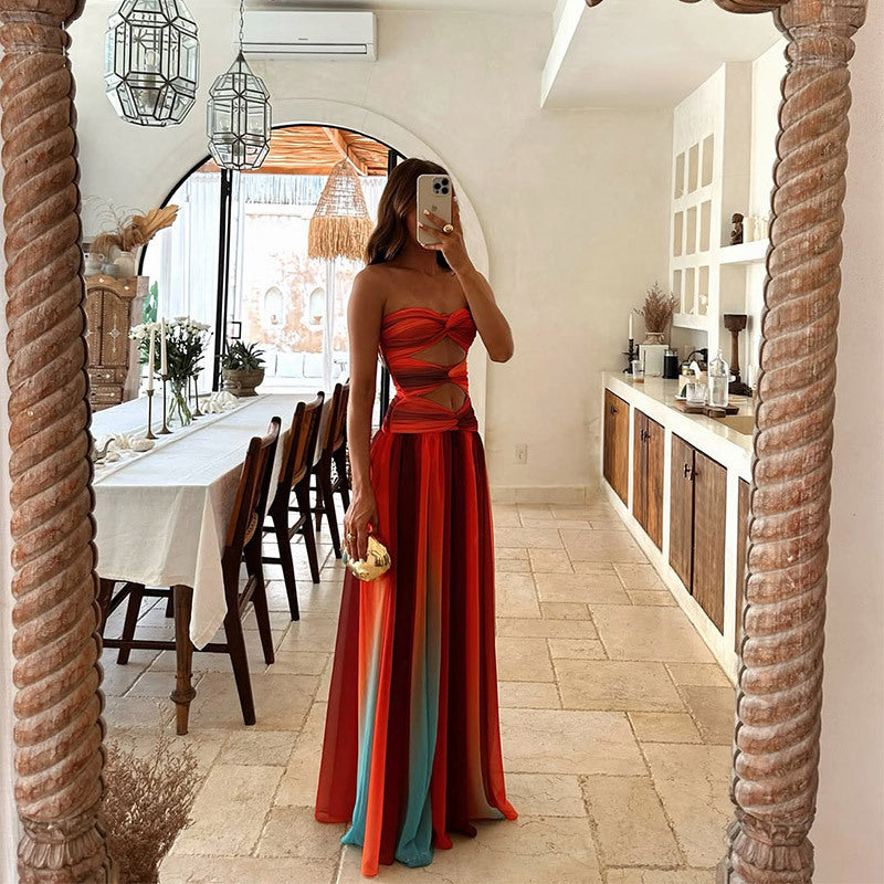 Women's Strapless Maxi Dress | Elegant A-Line Summer Dress 4