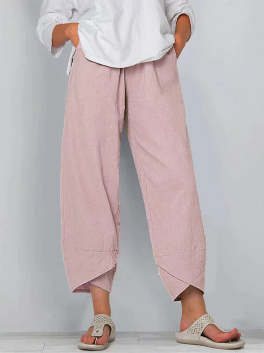 Cropped Trousers with Relaxed Shape and Clean Design for Women