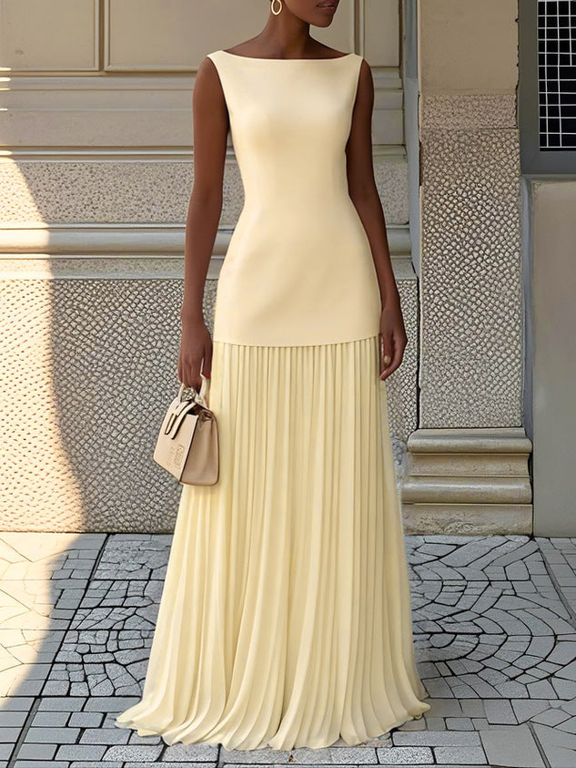Women's Pleated Sleeveless Maxi Dress