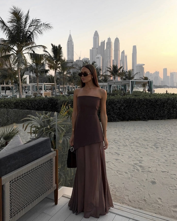 Women's Asymmetrical Maxi Dress | Elegant Strapless Design for Formal Events 5