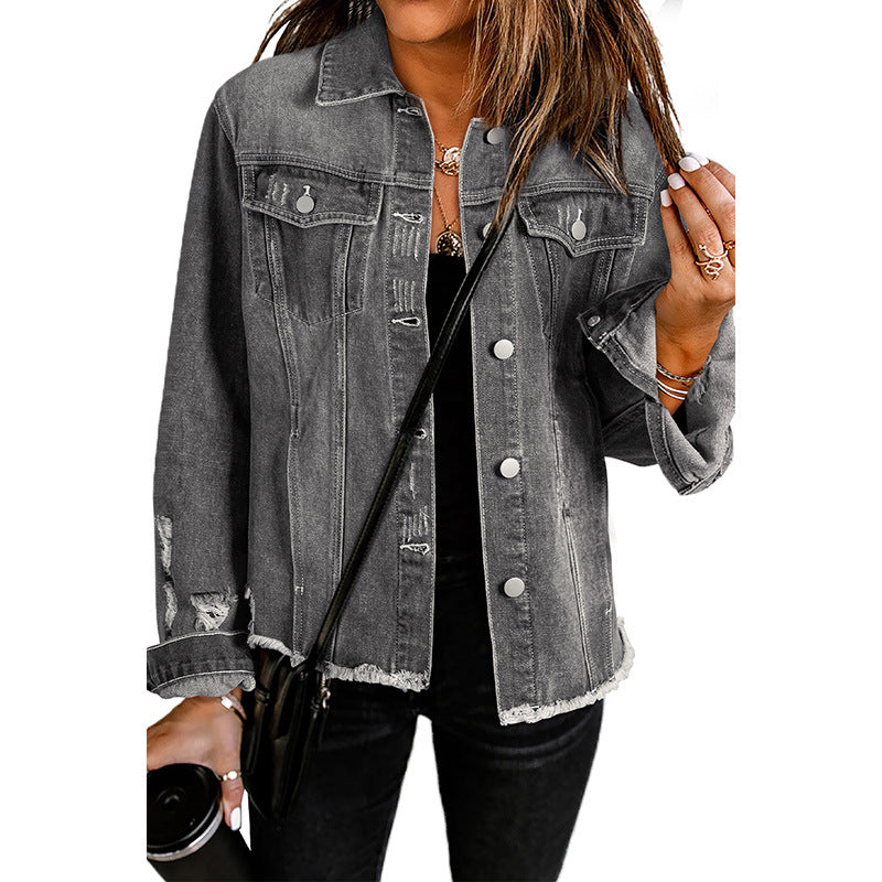 Casual Jacket with Relaxed Cut and Functional Pockets for Women