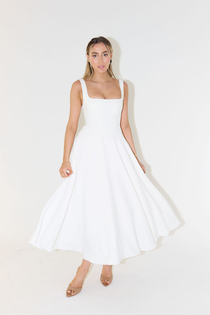 Darcie | Women's Midi Dress Square Neck Sleeveless
