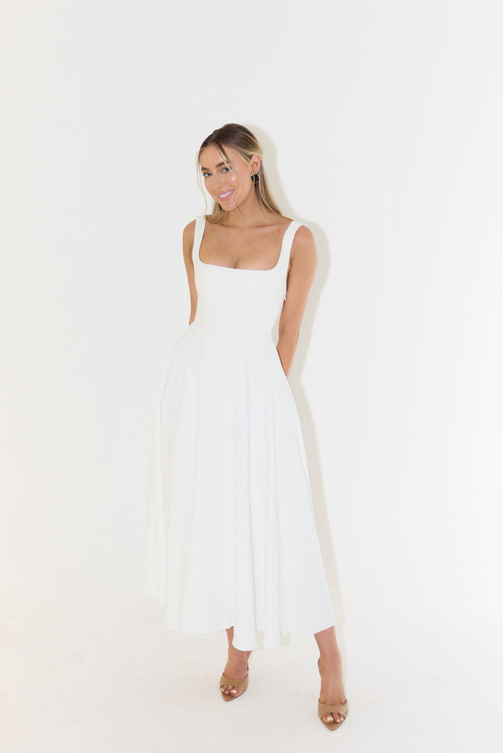 Darcie | Women's Midi Dress Square Neck Sleeveless