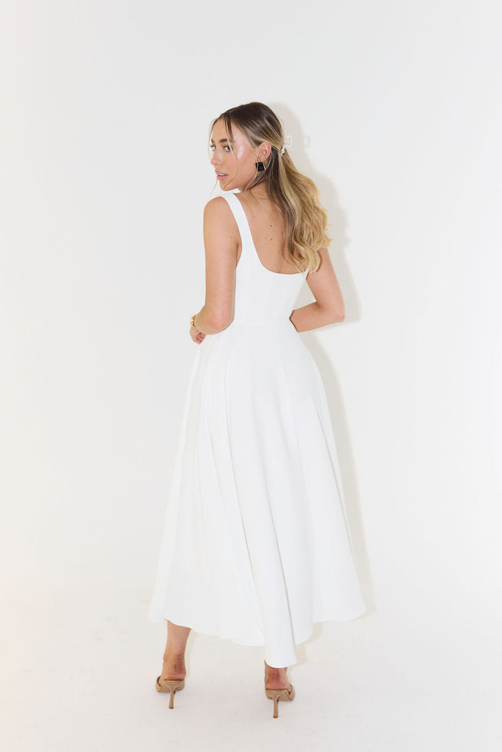 Darcie | Women's Midi Dress Square Neck Sleeveless