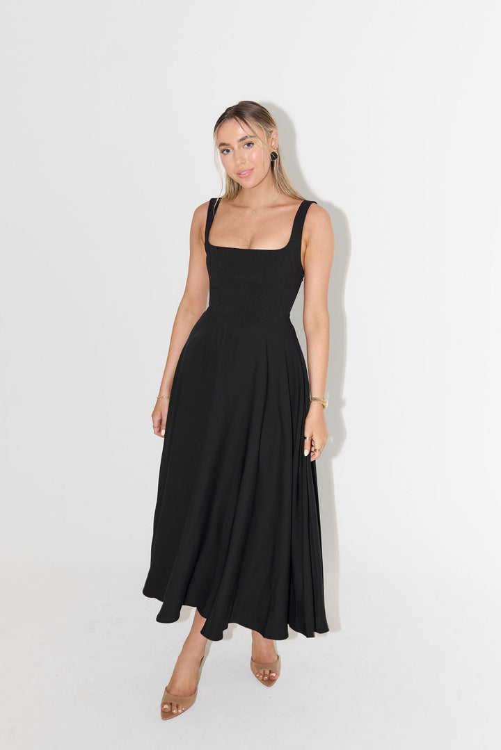 Darcie | Women's Midi Dress Square Neck Sleeveless