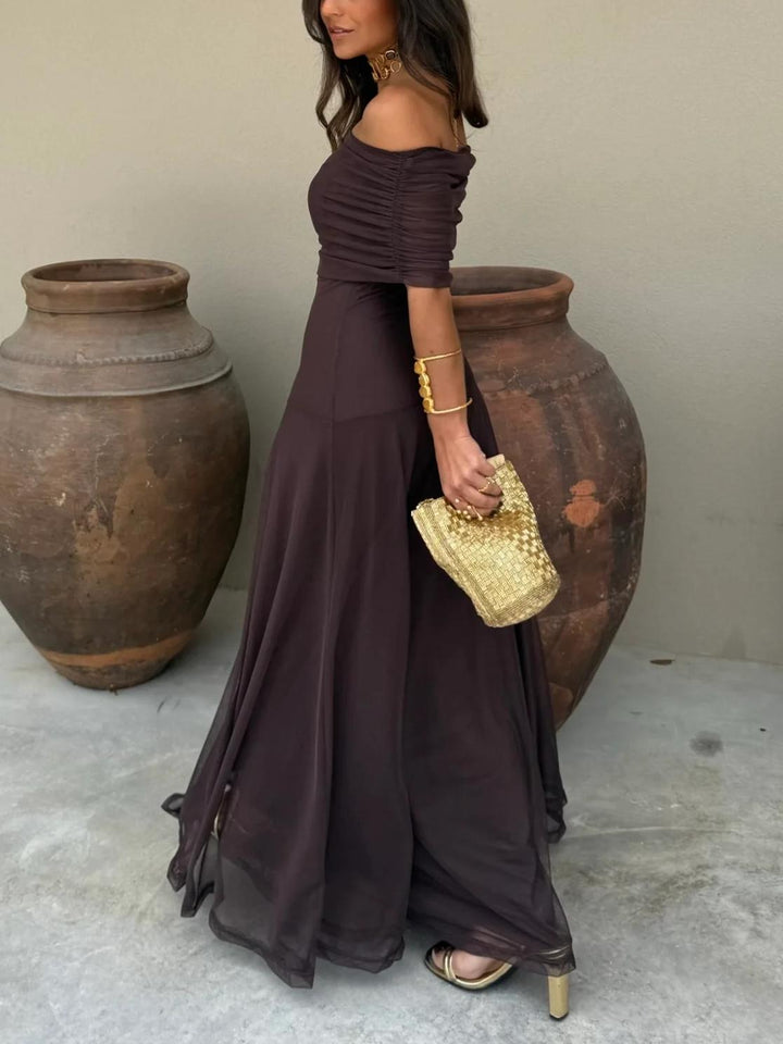 Off Shoulder Chiffon Maxi Dress 2