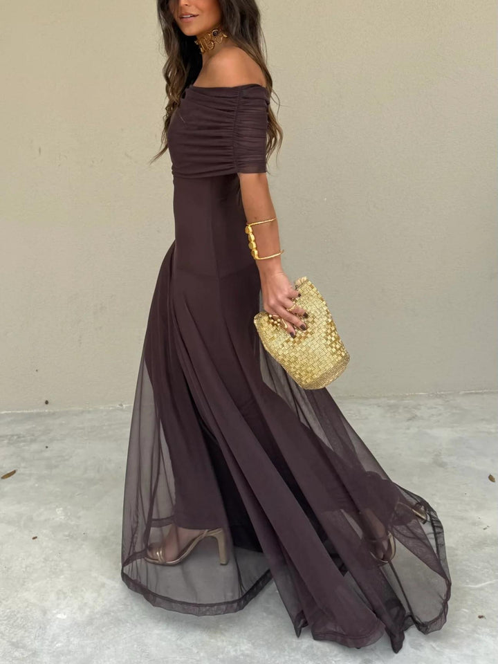Off Shoulder Chiffon Maxi Dress 3