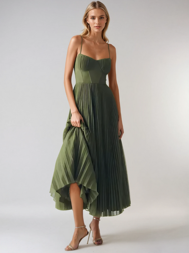 Women's Sculpted Pleated Maxi Dress