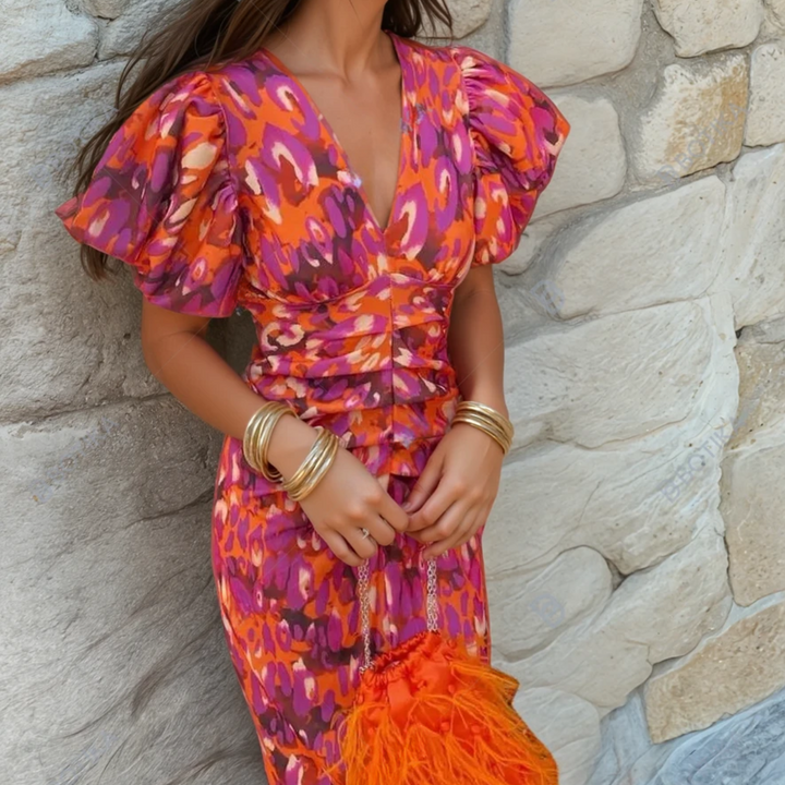 Women's Printed Wedding Guest Maxi Dress