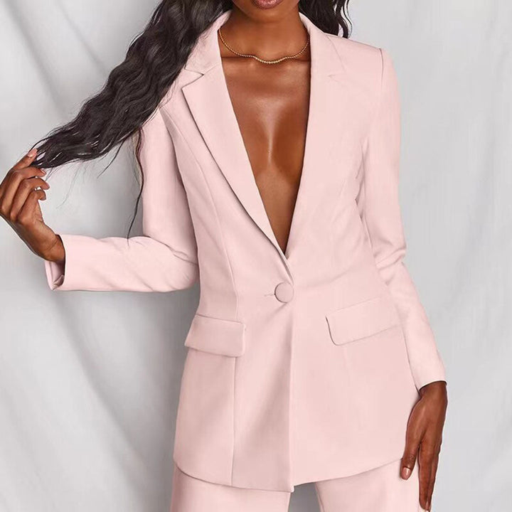 Formal Two Piece Set with Blazer and Matching Pants for Women