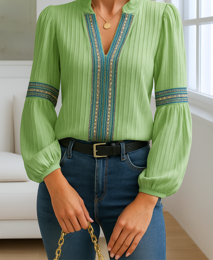 Women's Vintage V-Neck Blouse