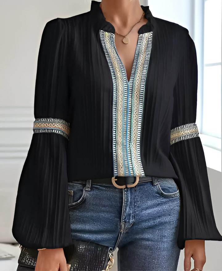 Women's Vintage V-Neck Blouse