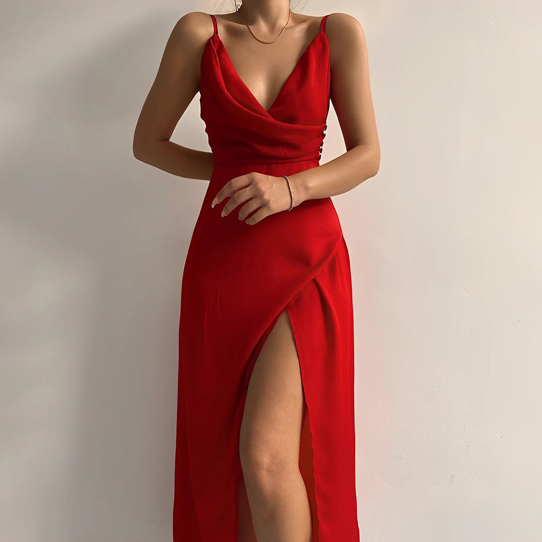 Women's Evening Cross-Neck Maxi Dress