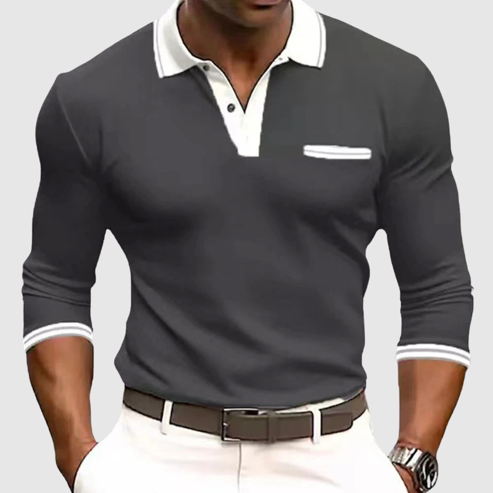 Contrast Trim Long Sleeve Shirt for Men