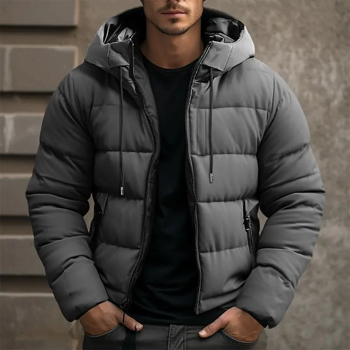 Warm Winter Puffer Jacket with Hood for Men