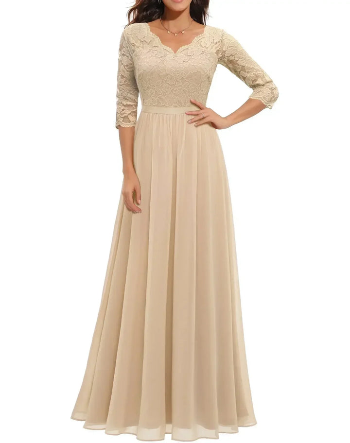 Women's Romantic Lace Evening Maxi Dress