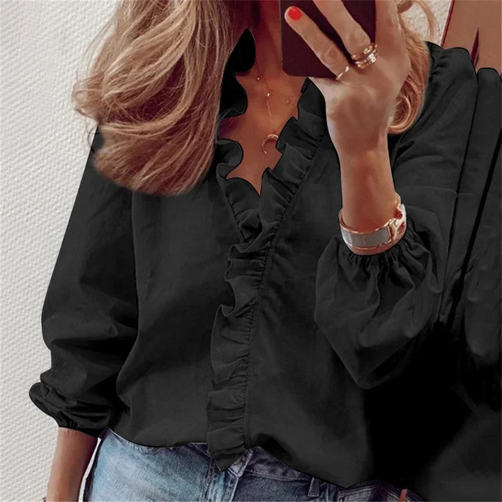 Women's Ruffle Detail Feminine Blouse