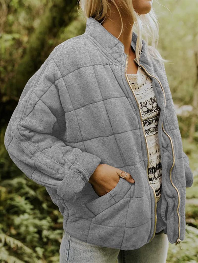 Quilted Jacket with Zip Front and Slim Silhouette for Women