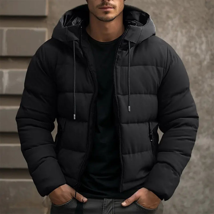 Warm Winter Puffer Jacket with Hood for Men