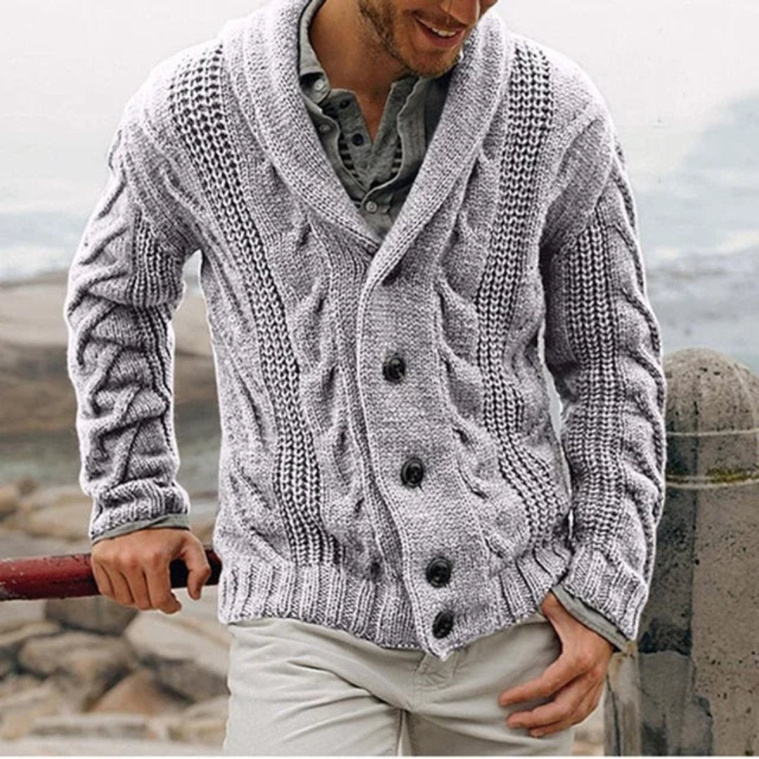 Button Front Cardigan with Classic Silhouette for Men