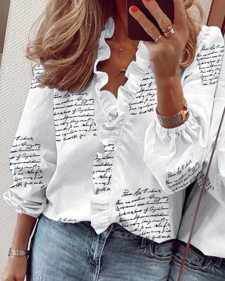 Women's Ruffle Detail Feminine Blouse