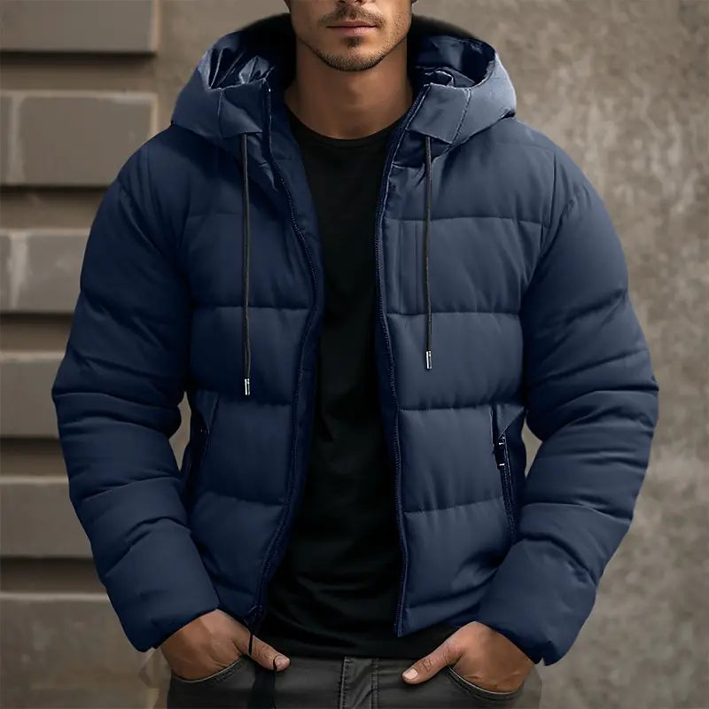 Warm Winter Puffer Jacket with Hood for Men