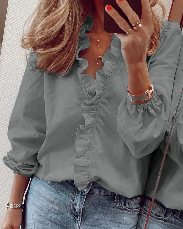Women's Ruffle Detail Feminine Blouse