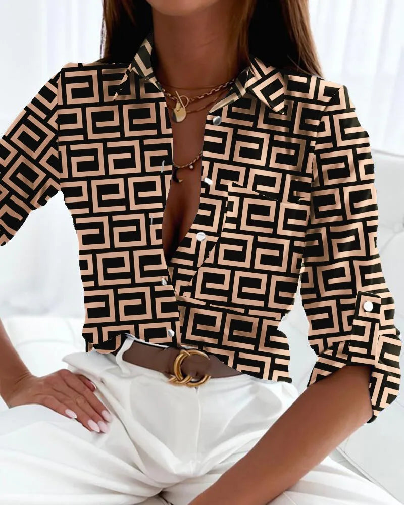 Women's Elegant Artistic Print Blouse