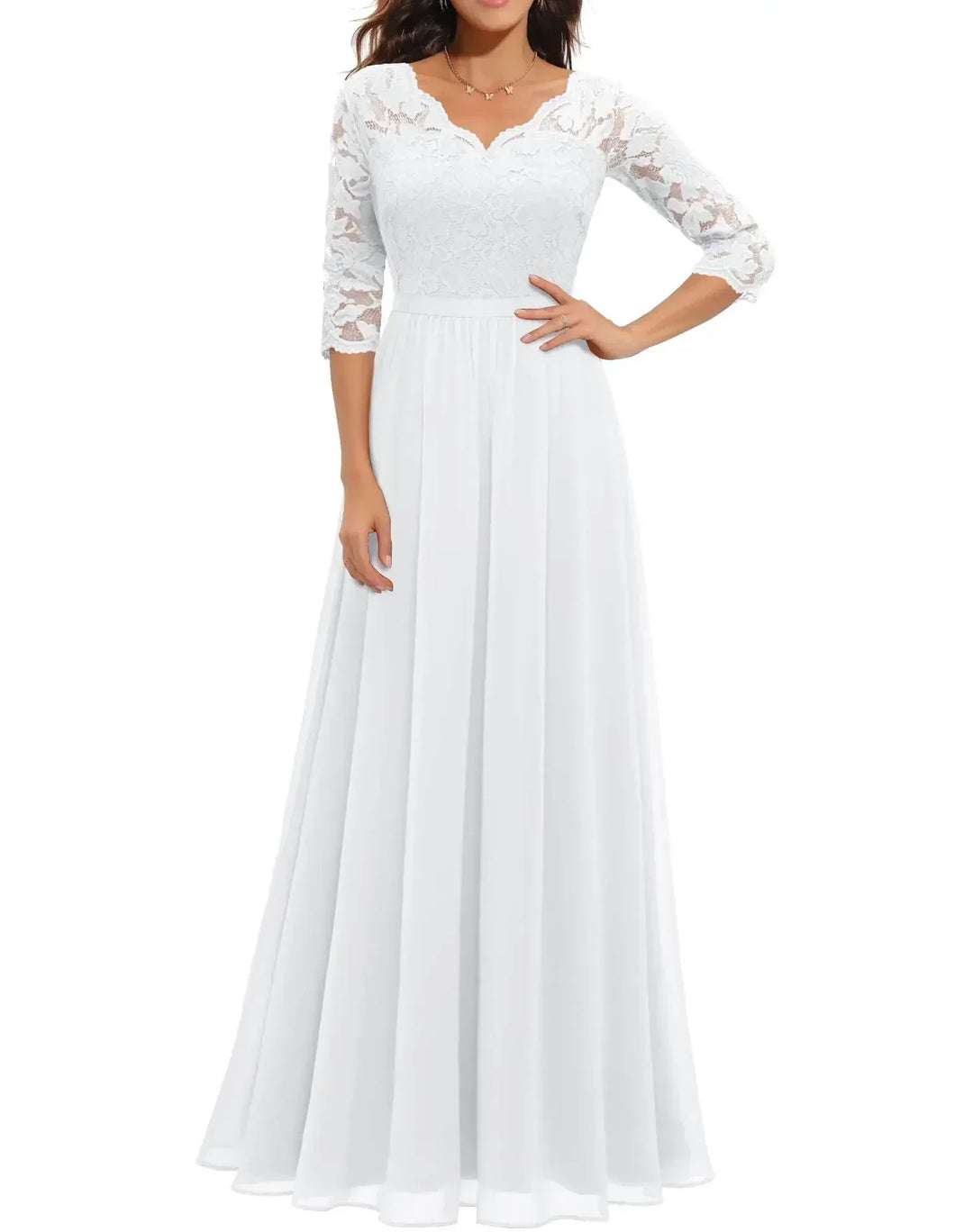 Women's Romantic Lace Evening Maxi Dress