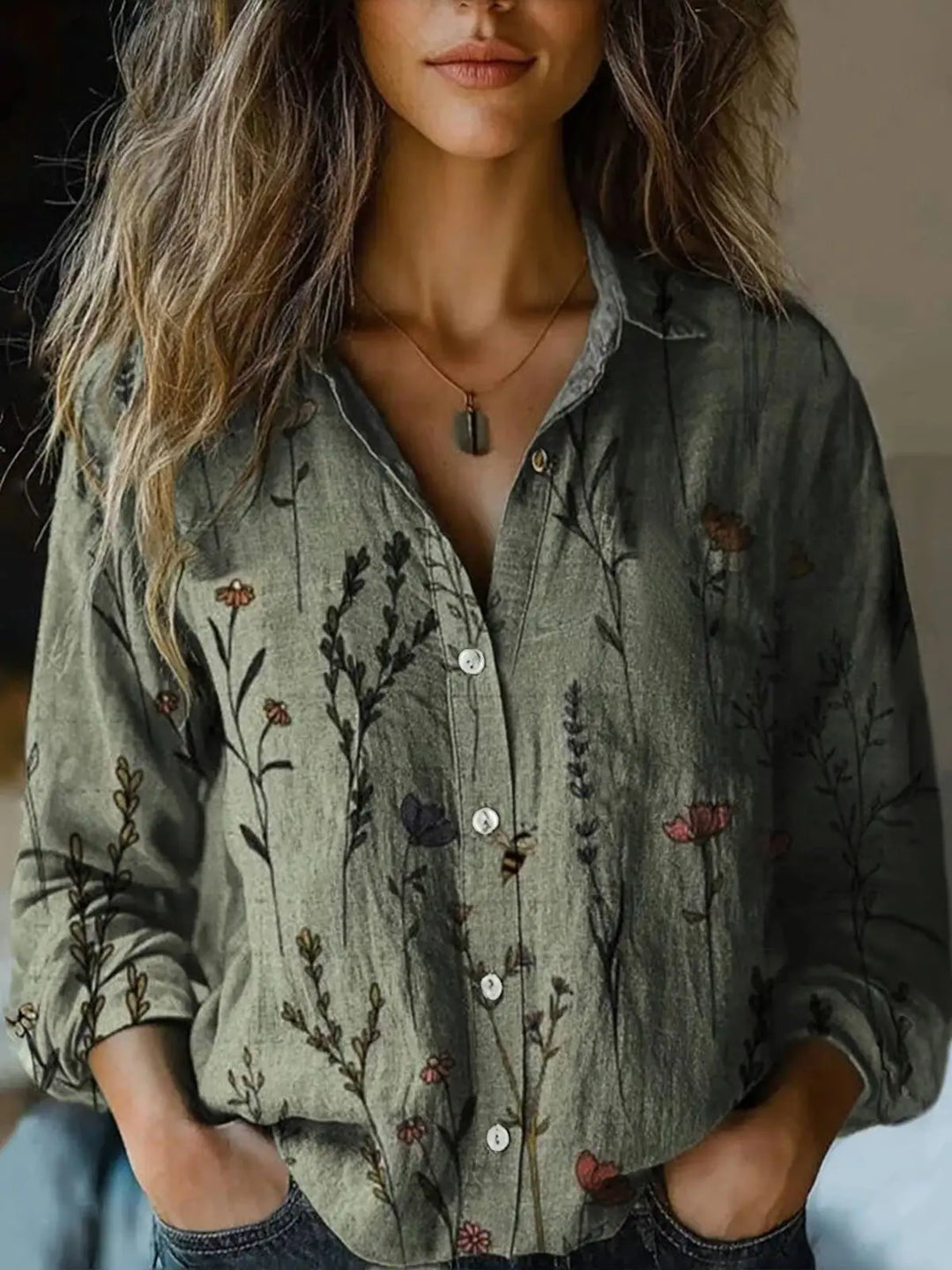 Women's Vintage Floral Button Down Shirt