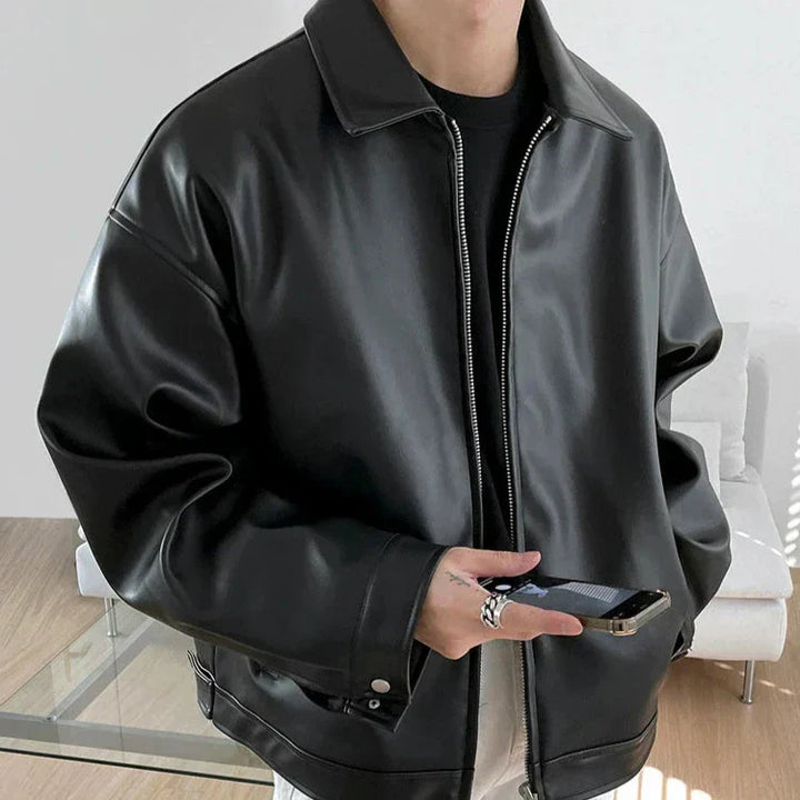 Oversized Bomber Jacket with Zip Closure and Streetwear Style for Men