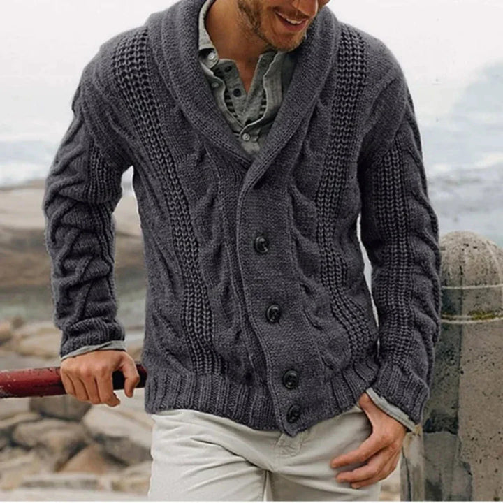 Button Front Cardigan with Classic Silhouette for Men