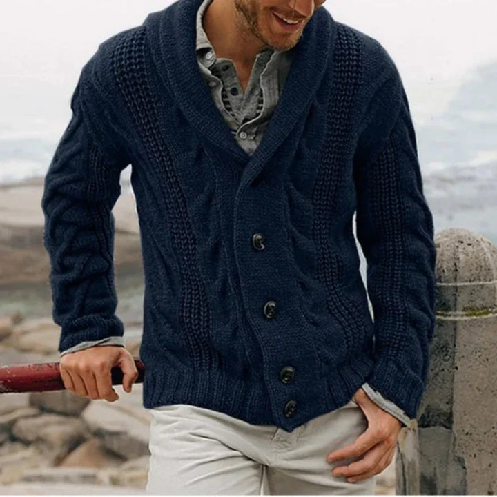 Button Front Cardigan with Classic Silhouette for Men