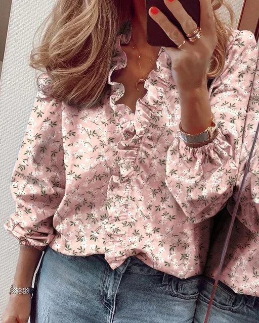 Women's Ruffle Detail Feminine Blouse