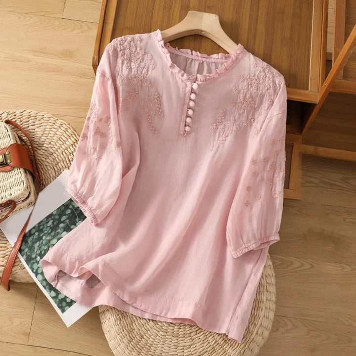 Women's Floral Button Front Everyday Blouse