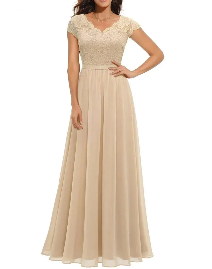 Women's Romantic Lace Evening Maxi Dress