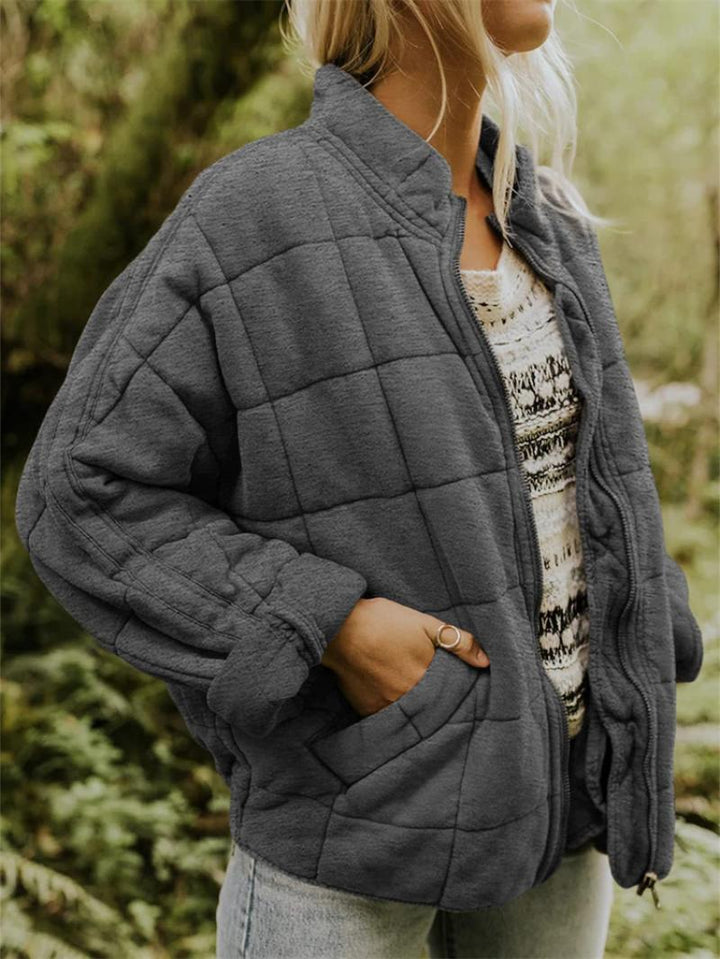 Quilted Jacket with Zip Front and Slim Silhouette for Women