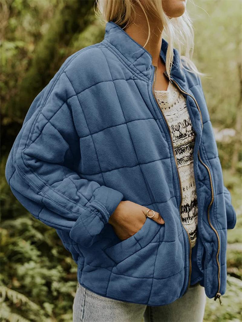 Quilted Jacket with Zip Front and Slim Silhouette for Women