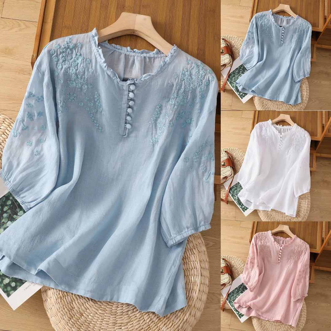 Women's Floral Button Front Everyday Blouse