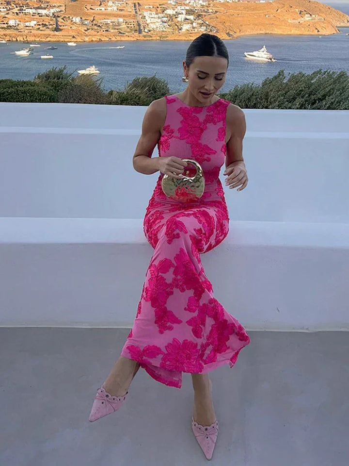 Women's Pink Floral Maxi Dress