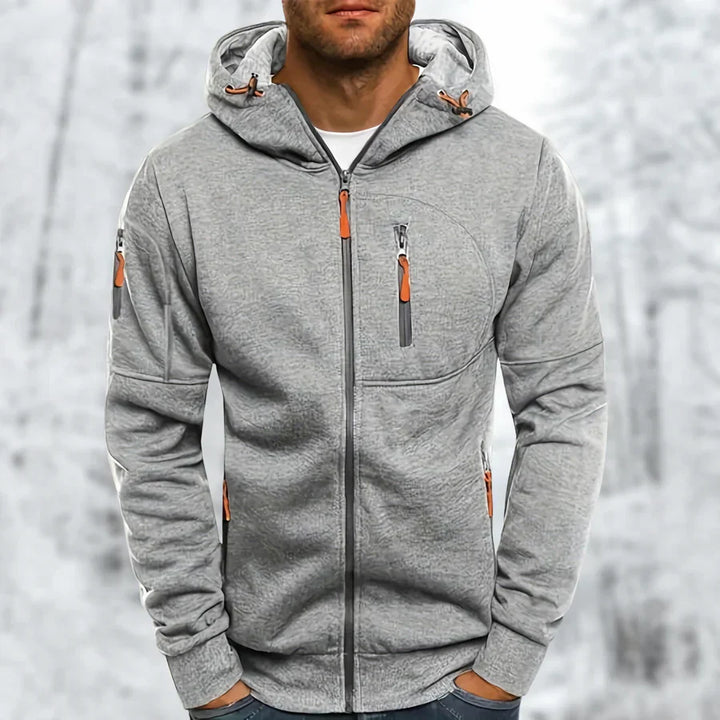 Zip Up Hooded Jacket with Clean Modern Design for Men