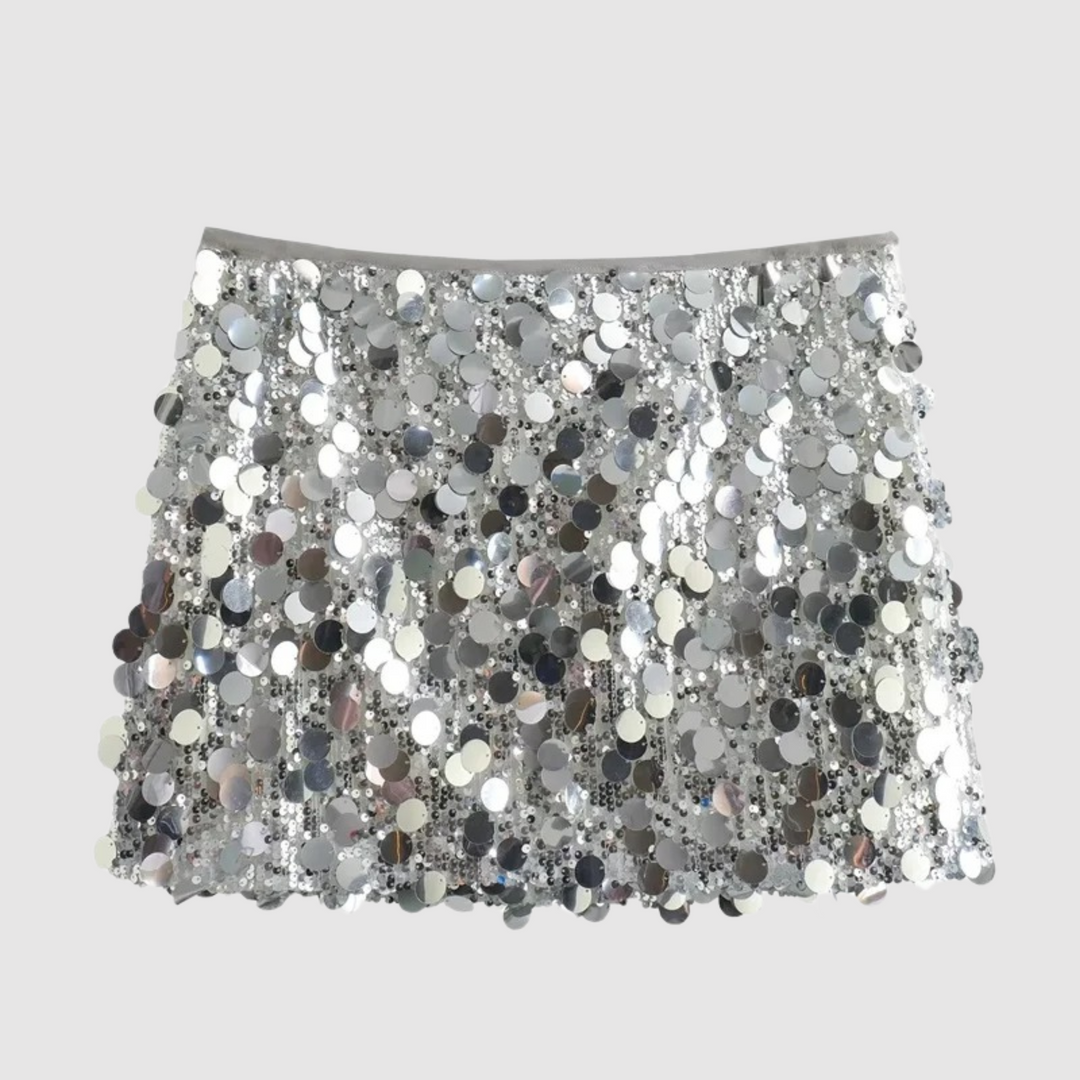 Mini Skirt with Sequin Detail and Straight Cut for Women