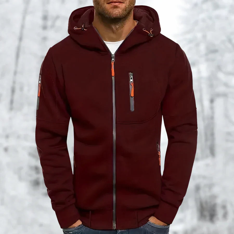 Zip Up Hooded Jacket with Clean Modern Design for Men