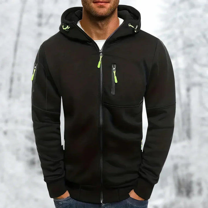 Zip Up Hooded Jacket with Clean Modern Design for Men