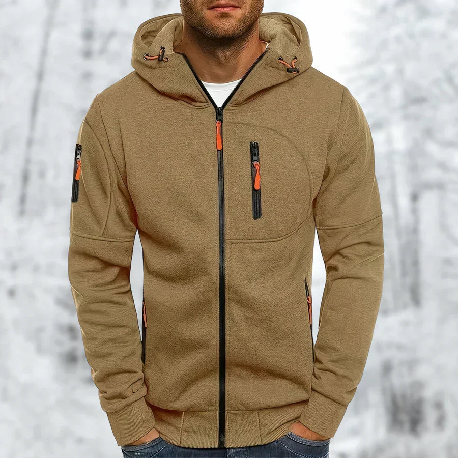 Zip Up Hooded Jacket with Clean Modern Design for Men