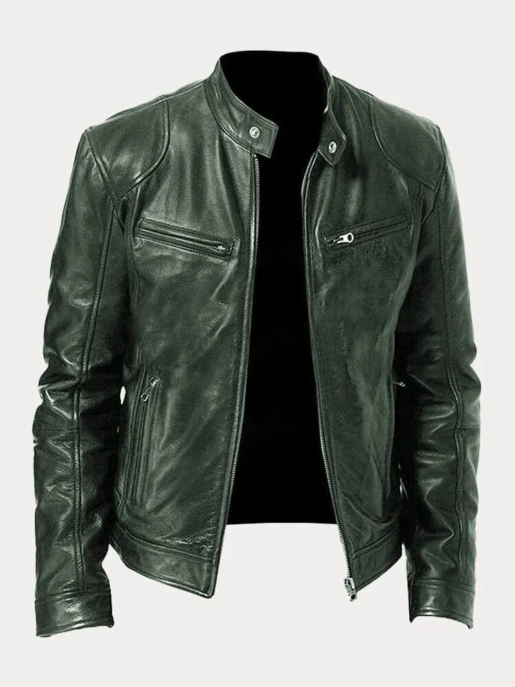Casual Zip Up Jacket with Stand Collar and Adjustable Cuffs for Men